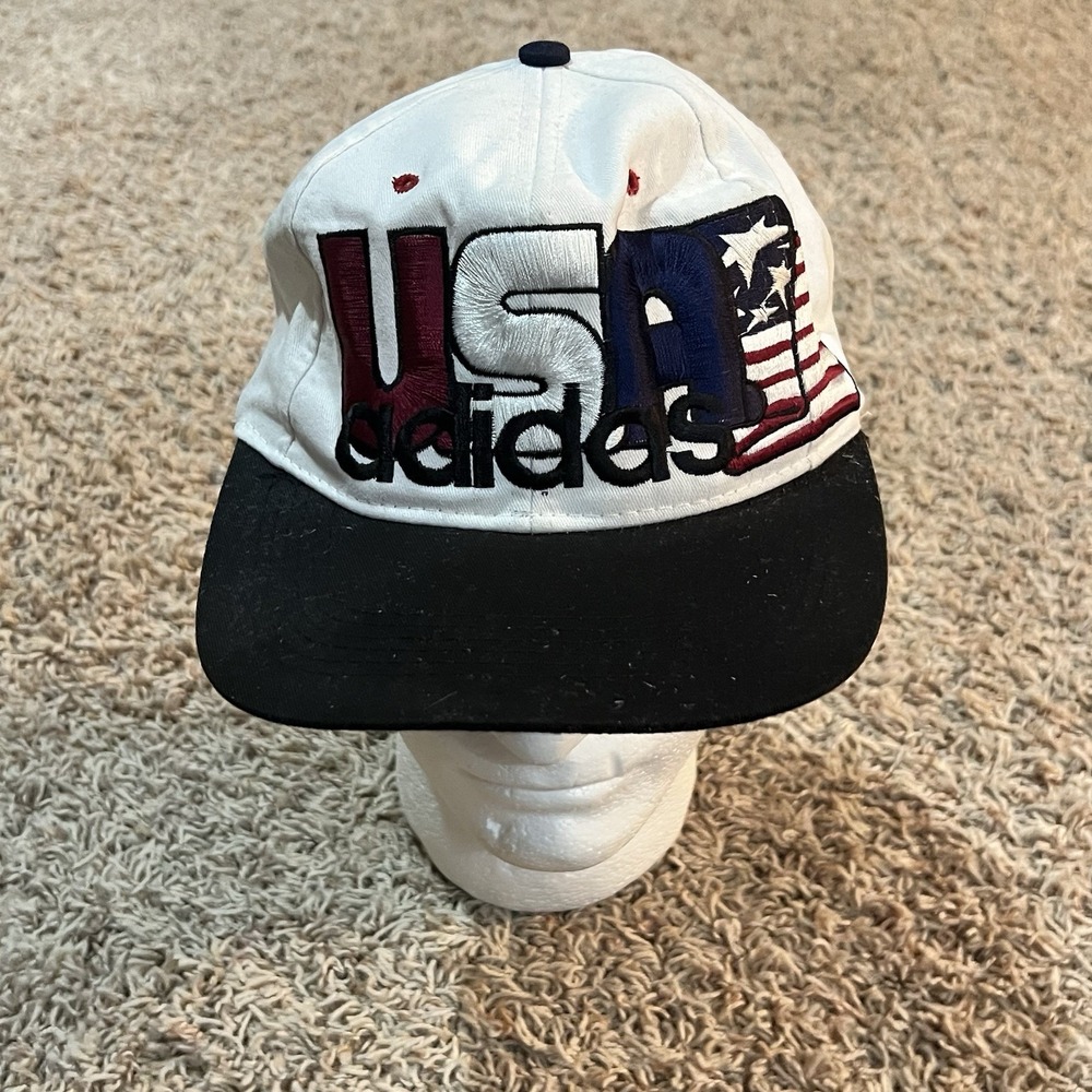 Adidas Vintage USA Flag Hat SnapBack Cap‎ Embroidered Adjustable One Size